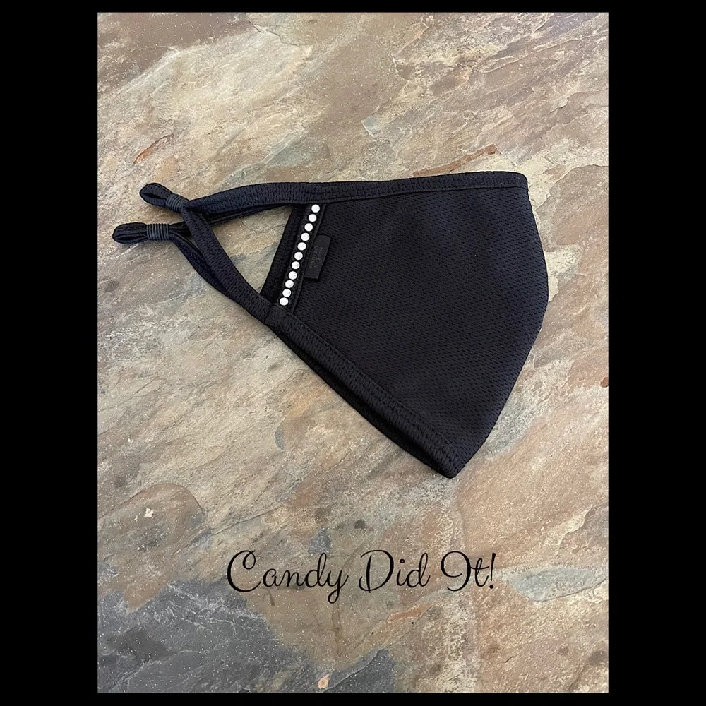 NWT Handmade Candy Did It! Camouflage Bling Star Black Double Layer Face Mask